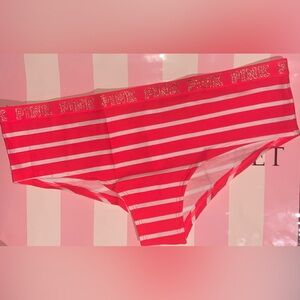 Victoria’s Secret Pink panties PINK Cheekster PINK bling gold sparkle striped